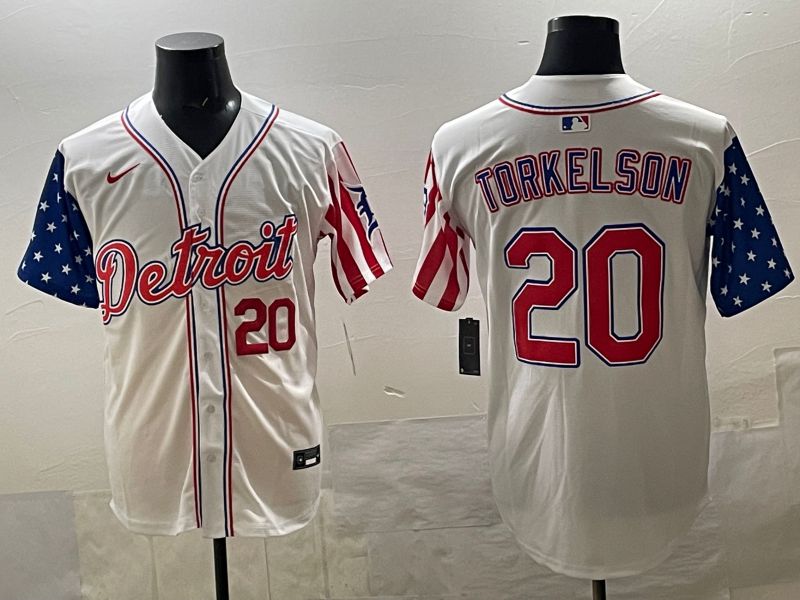 Men Detroit Tigers 20 Torkelson White National Flags 2025 Nike MLB Jersey style 03